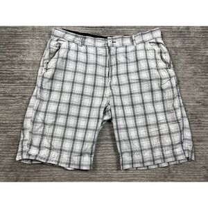 Unionbay Shorts Mens 40 White Plaid 100% Cotton‎ Lightweight Chino Outdoors